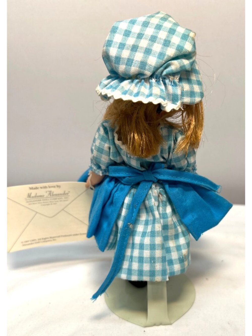 Madame Alexander Commemorative Maggie Mix-Up Doll Blue Gingham Dress With Postca - Picture 2 of 3